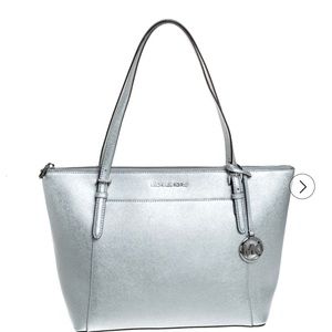 Michael kors jet set metallic large tote bag